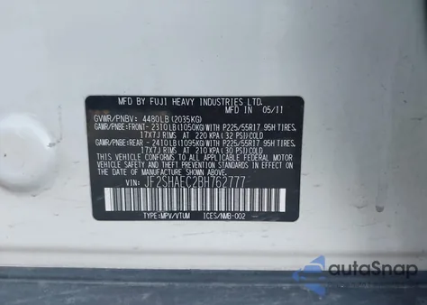 2011 Subaru Forester 2.5X Limited from USA, damaged, VIN JF2SHAEC2BH762777